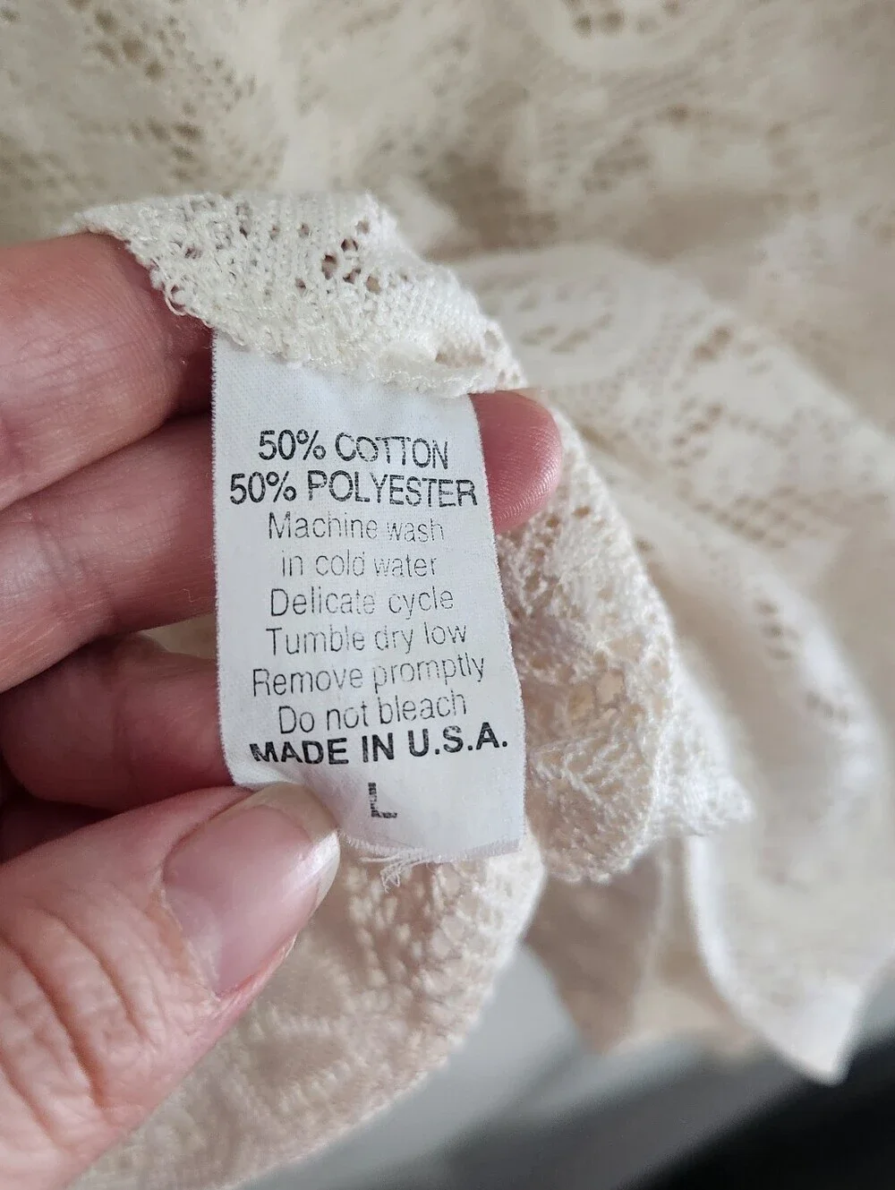 Cream long sleeve open knit lacey sheer blouse beachy coastal y2k